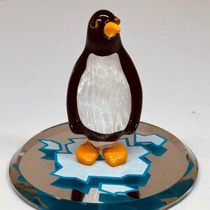 Glass Penguin Figurine Crystal Accent Cute Animal Decor